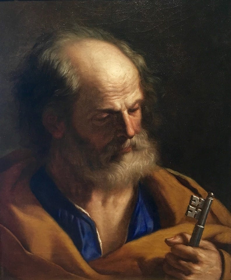 Saint Peter by Guercino (1650) - Public Domain Catholic Painting