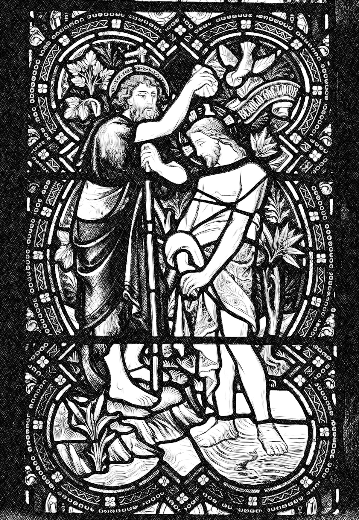 Baptism of Jesus - Catholic Coloring Page