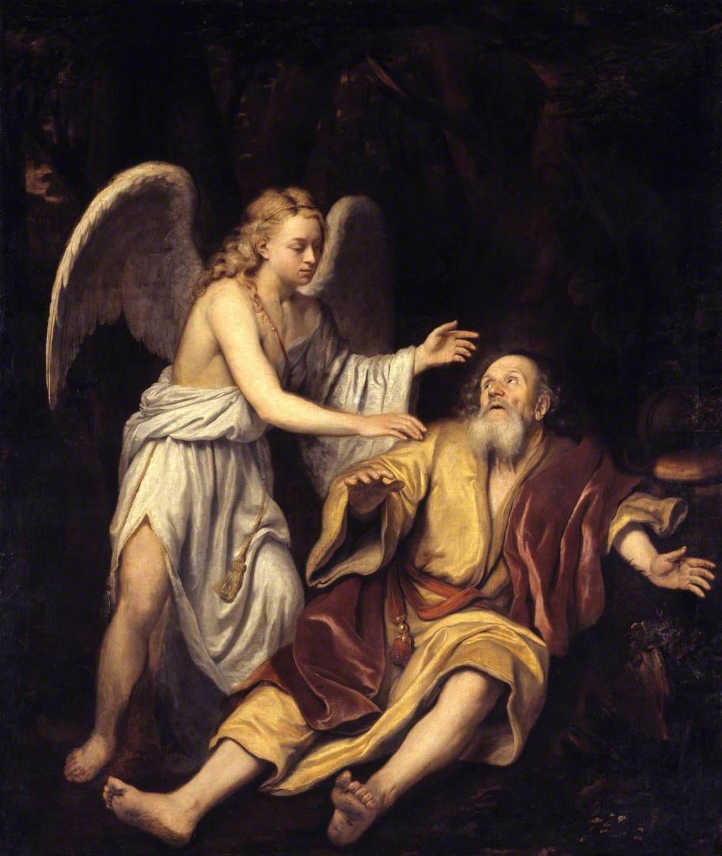 Elijah and the Angel by Godfrey Kneller (17th Century) - Public Domain Bible Painting