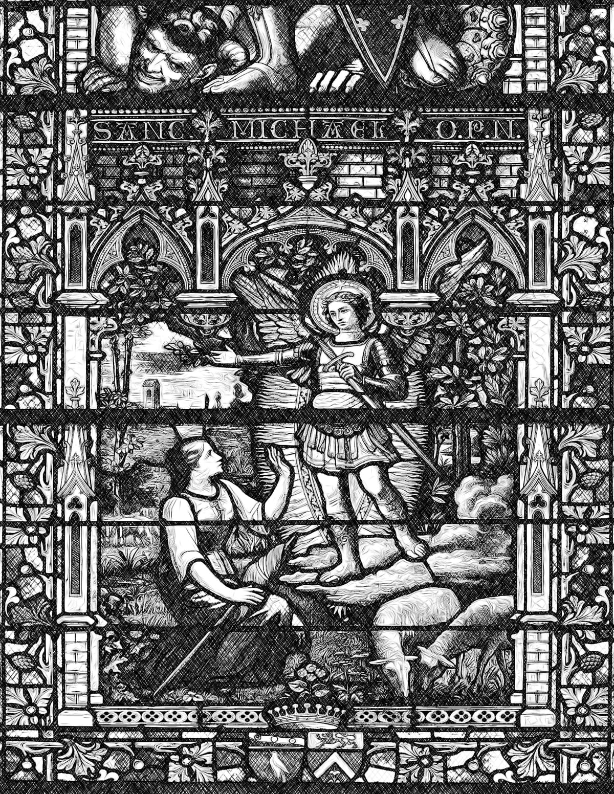 Saint Michael and Joan of Arc - Catholic Coloring Page