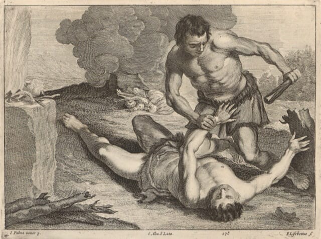 Cain and Abel by Peter van Liesbetten (17th Century) - Public Domain Bible Engraving