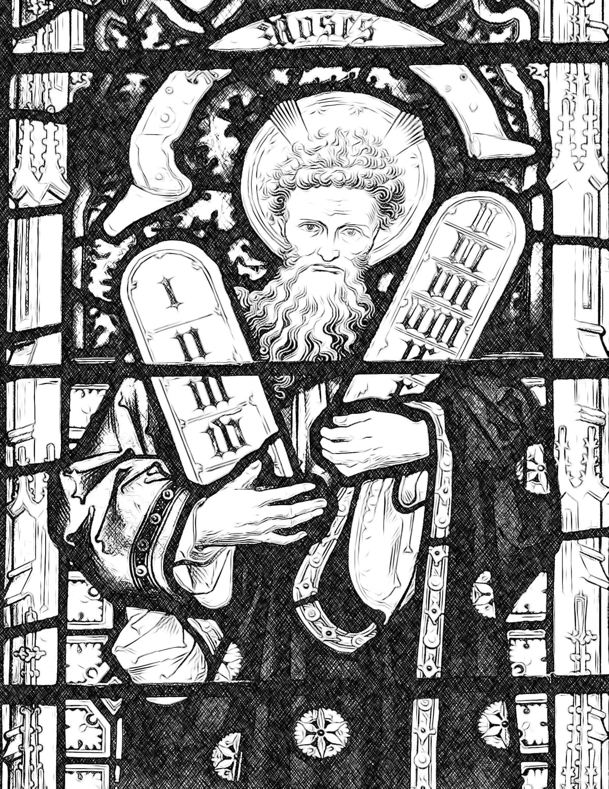 Moses with Ten Commandments - Catholic Coloring Page