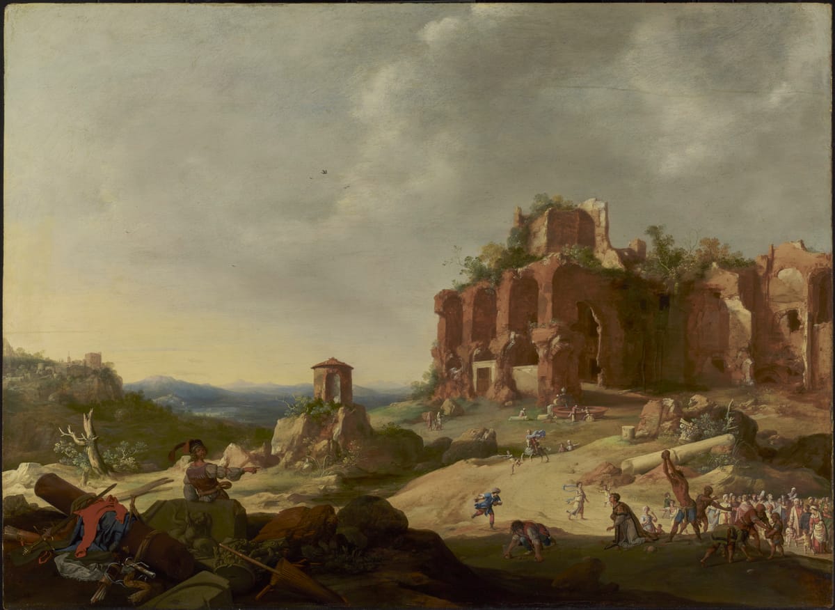 The Stoning of Saint Stephen by Bartholomeus Breenbergh (17th Century) - Public Domain Bible Painting