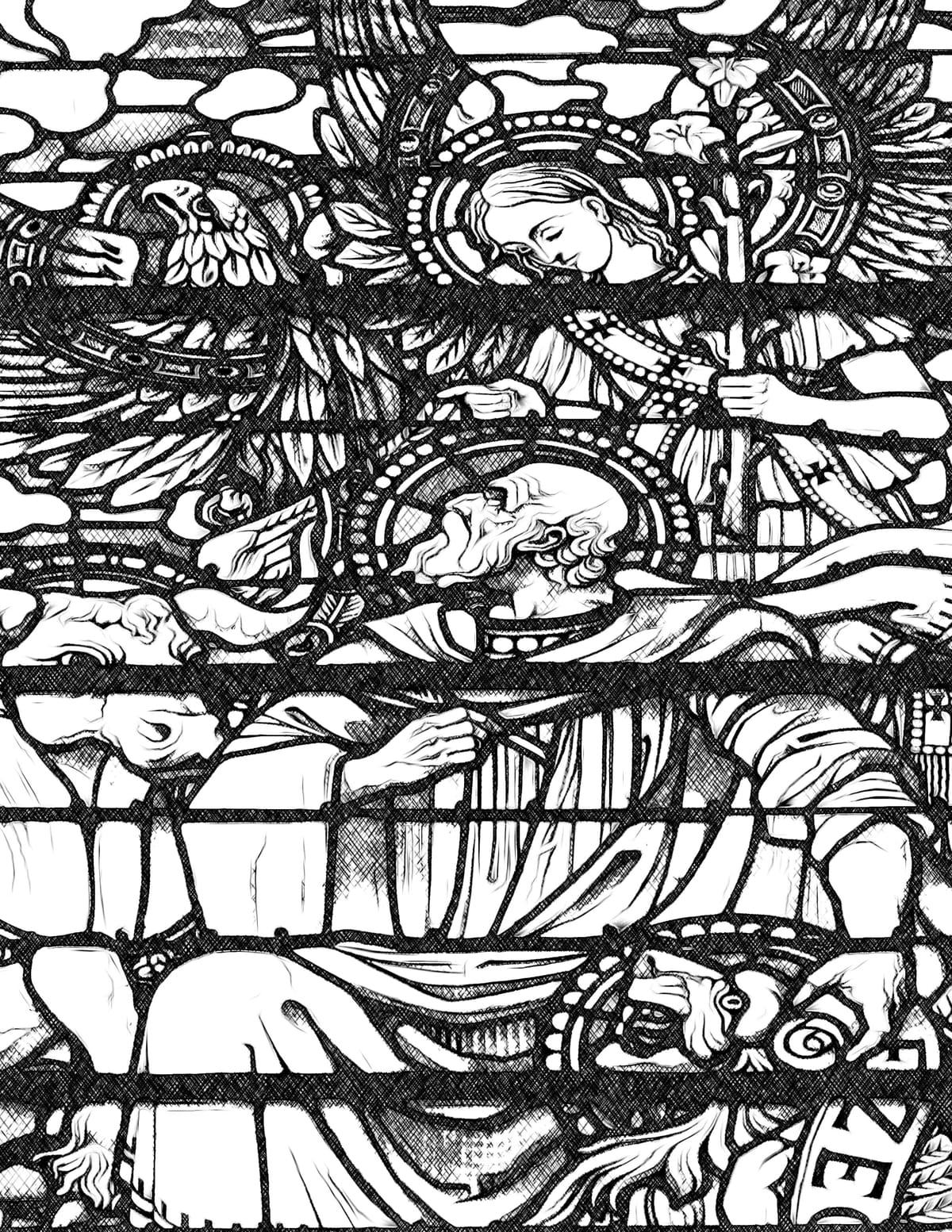 Ezekiel's Vision of the Gospels - Catholic Coloring Page