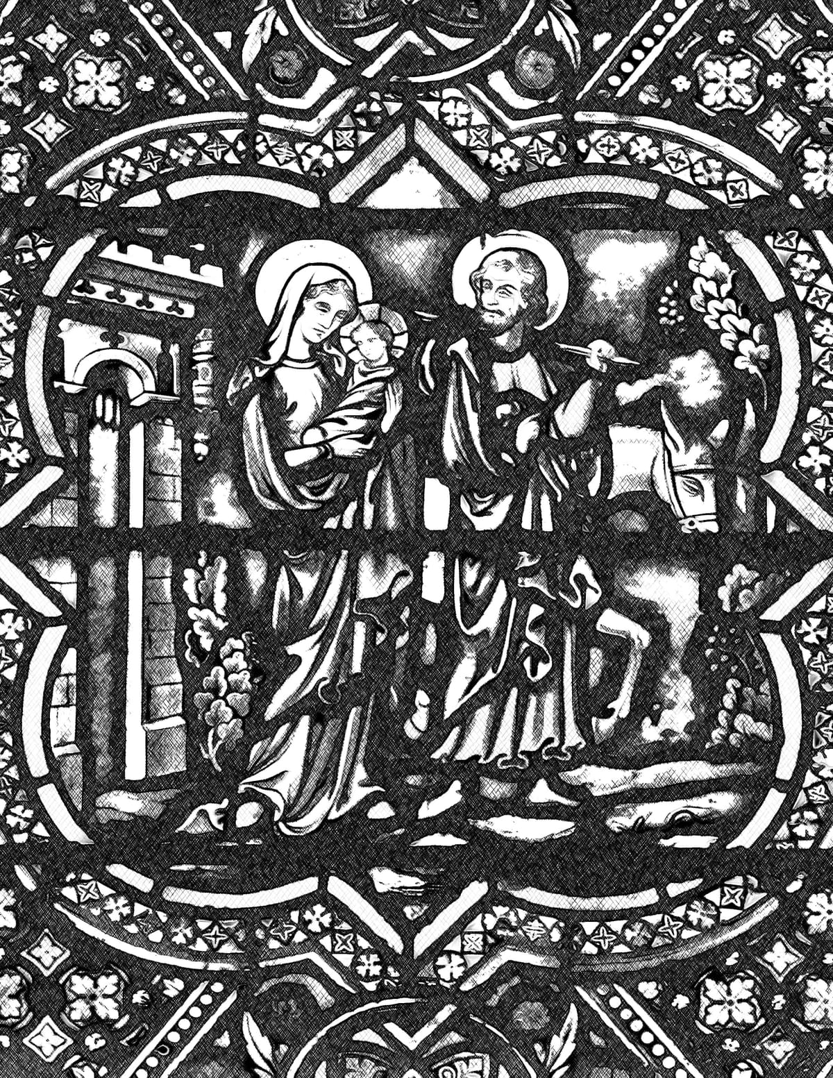 Flight into Egypt - Bible Coloring Page