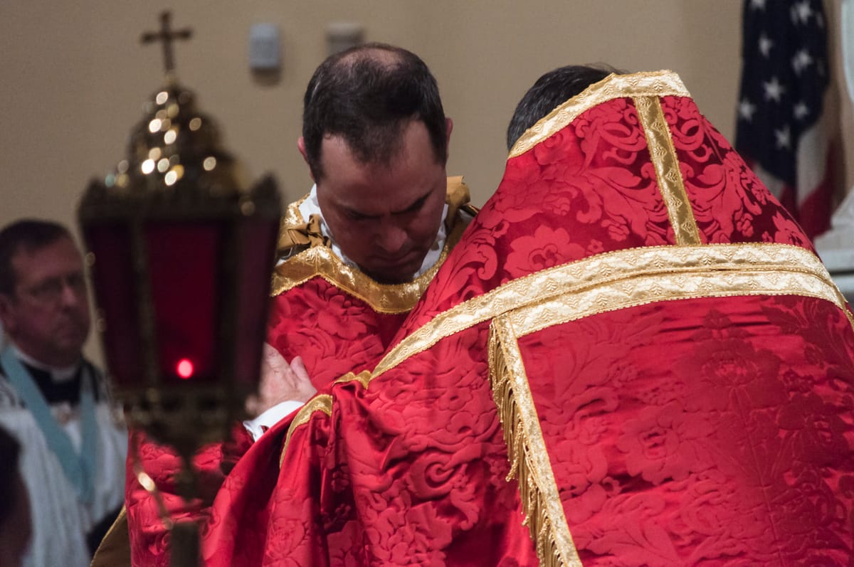 Priest and Subdeacon at Mass - Catholic Stock Photo
