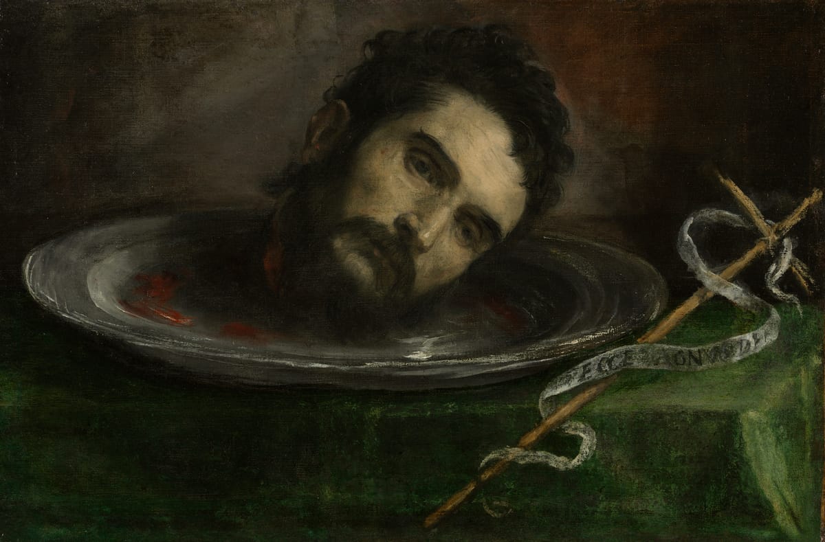 Head of Saint John the Baptist
(c. 1550-1650) by Unknown - Public Domain Bible Painting