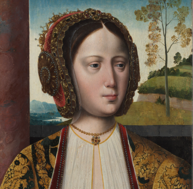 Saint Catherine and Saint Barbara (c. 1520) by Master of the Holy Blood - Public Domain Catholic Painting