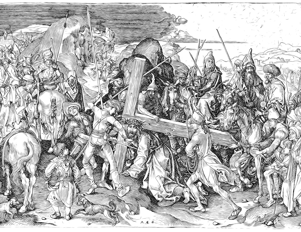 Christ Carrying the Cross - Bible Coloring Page