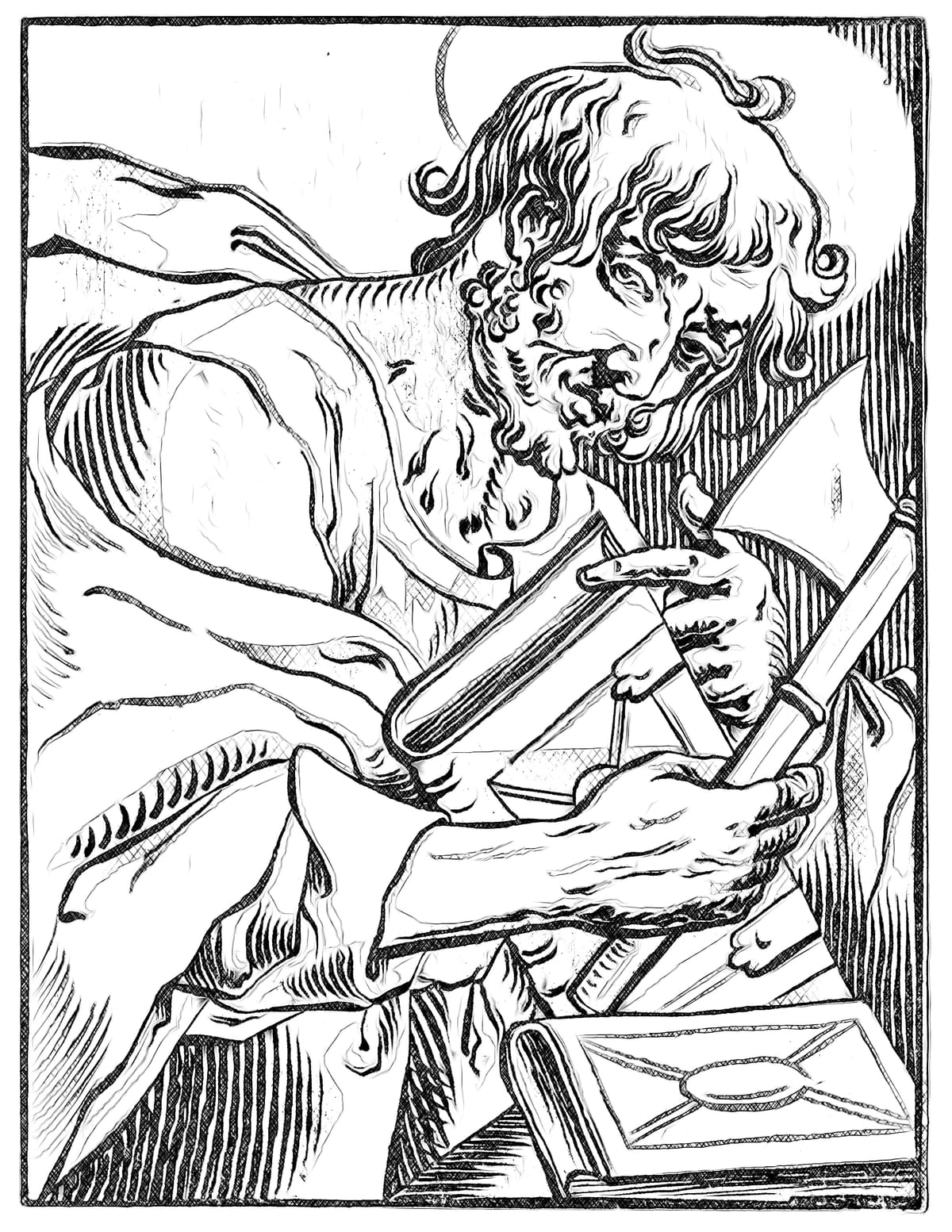 Saint Matthias (17th Century)  by Ludolph Büsinck - Catholic Coloring Page