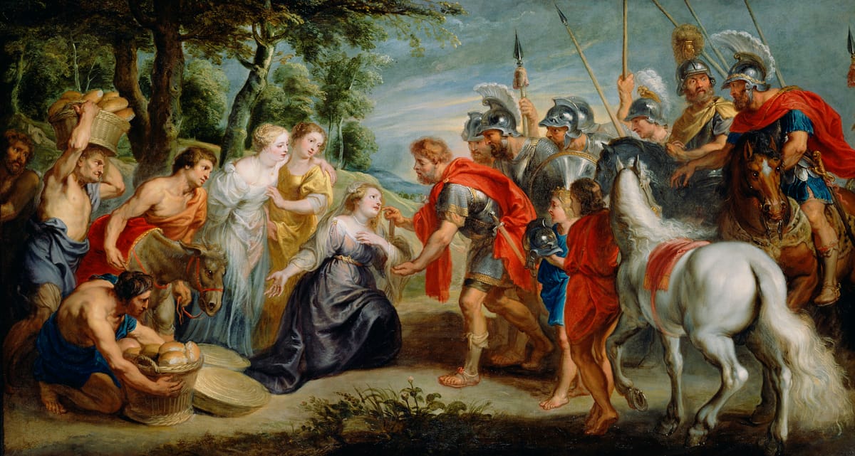 David Meeting Abigail (about 1620s) by Workshop of Peter Paul Rubens - Public Domain Bible Painting