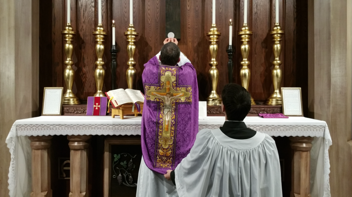 Traditional Latin Mass Elevation - Catholic Stock Photo