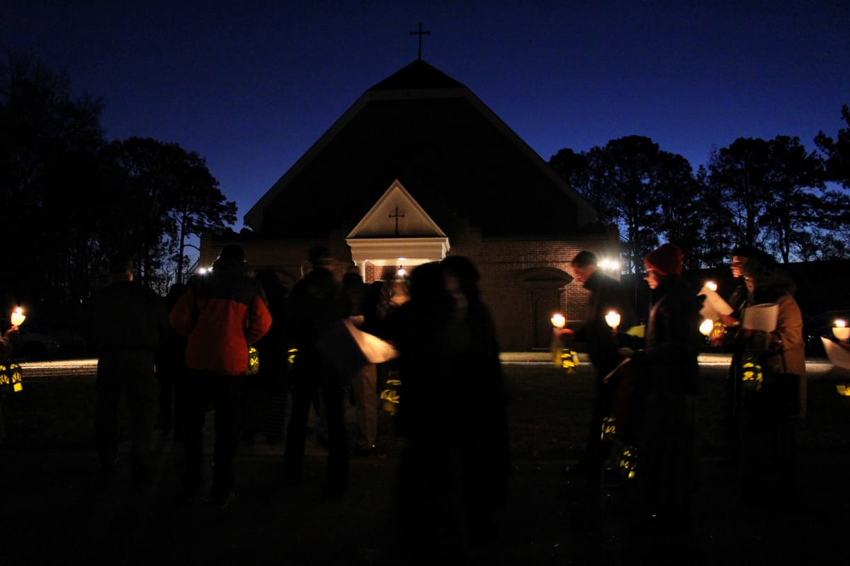 Rorate Mass, Candlelit Procession - Catholic Stock Photo