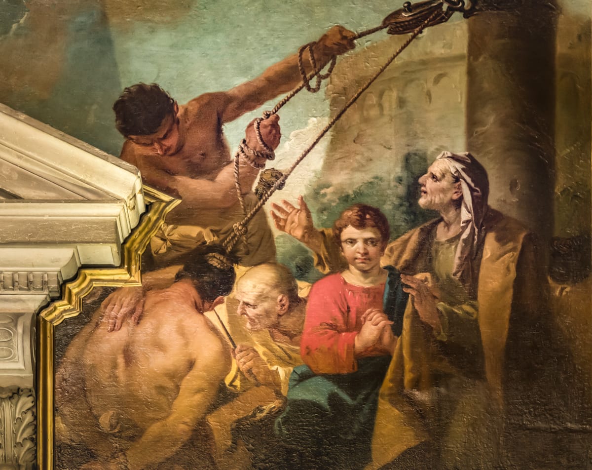 Martyrdom of the Maccabees Brothers and Saint Salome (1720–1776) by Giustino Menescardi - Public Domain Bible Painting