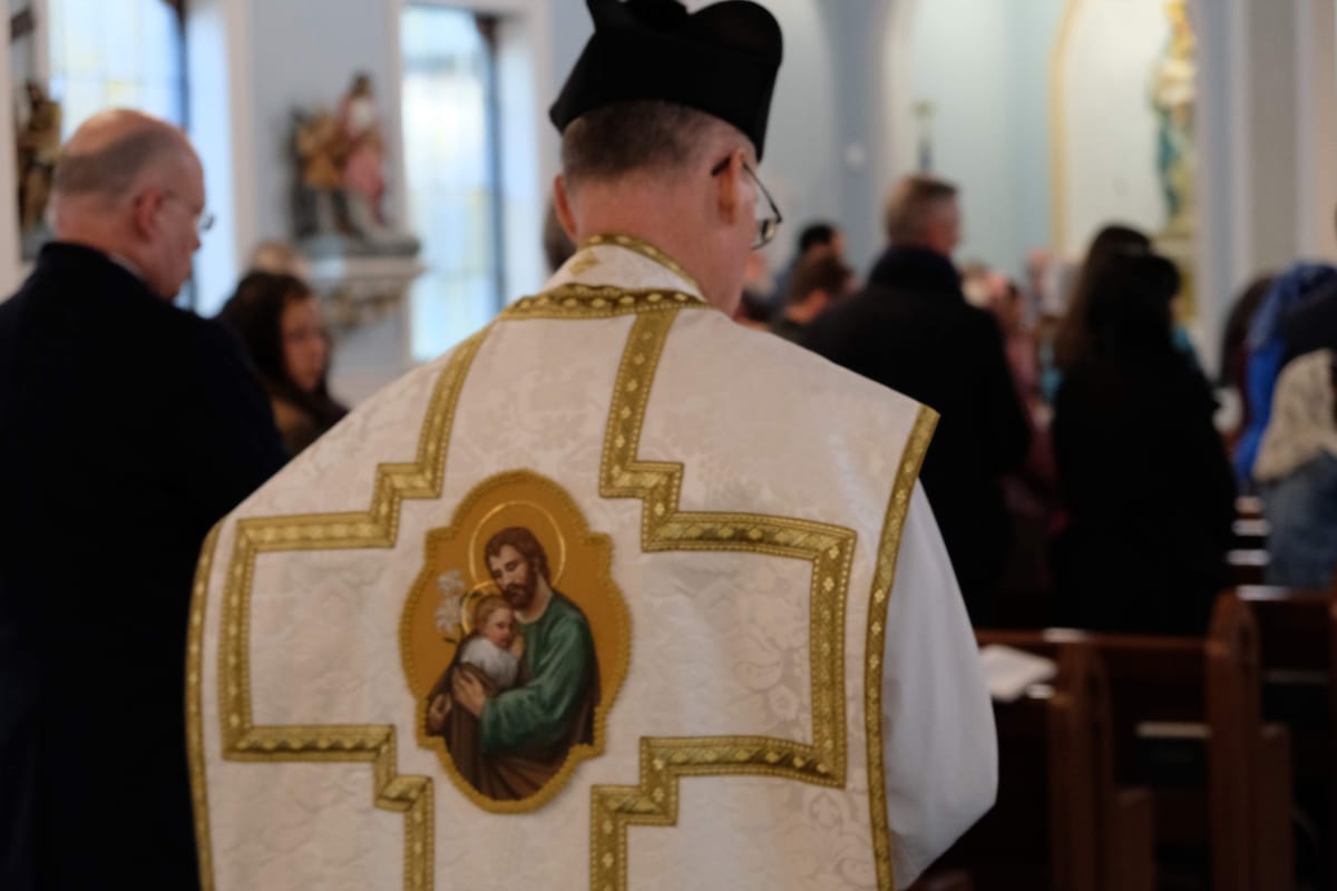 Priest Entering Latin Mass - Catholic Stock Photo