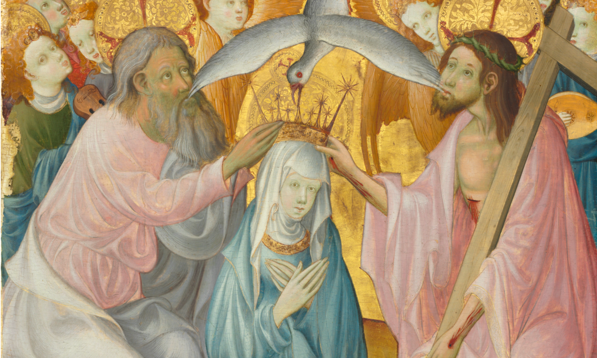 The Coronation of the Virgin with the Trinity (1400) by Master of Rubielos de Mora - Public Domain Catholic Painting