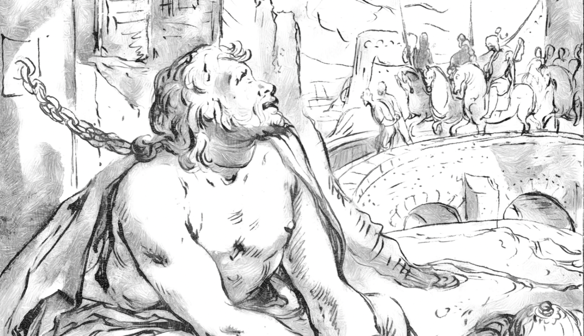 Manasseh, Repentant Sinner (1596) by Karel van Mander - Bible Coloring Page