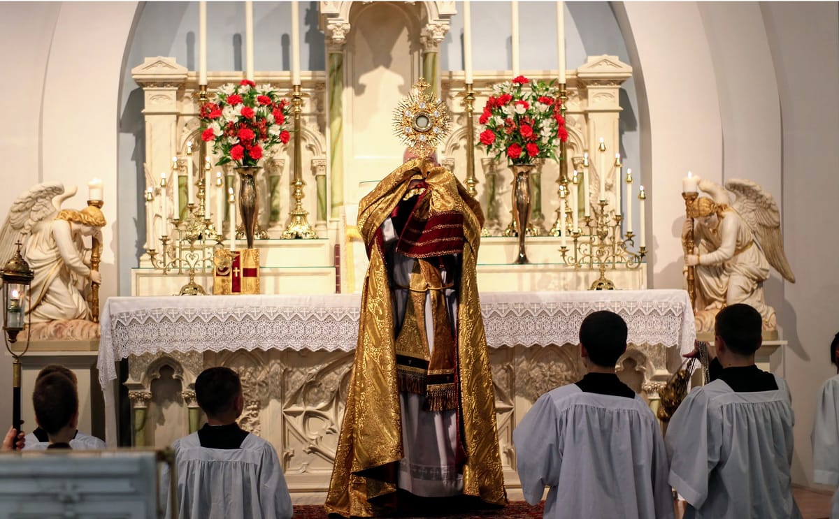 Corpus Christi Latin Mass Elevation - Catholic Stock Photo