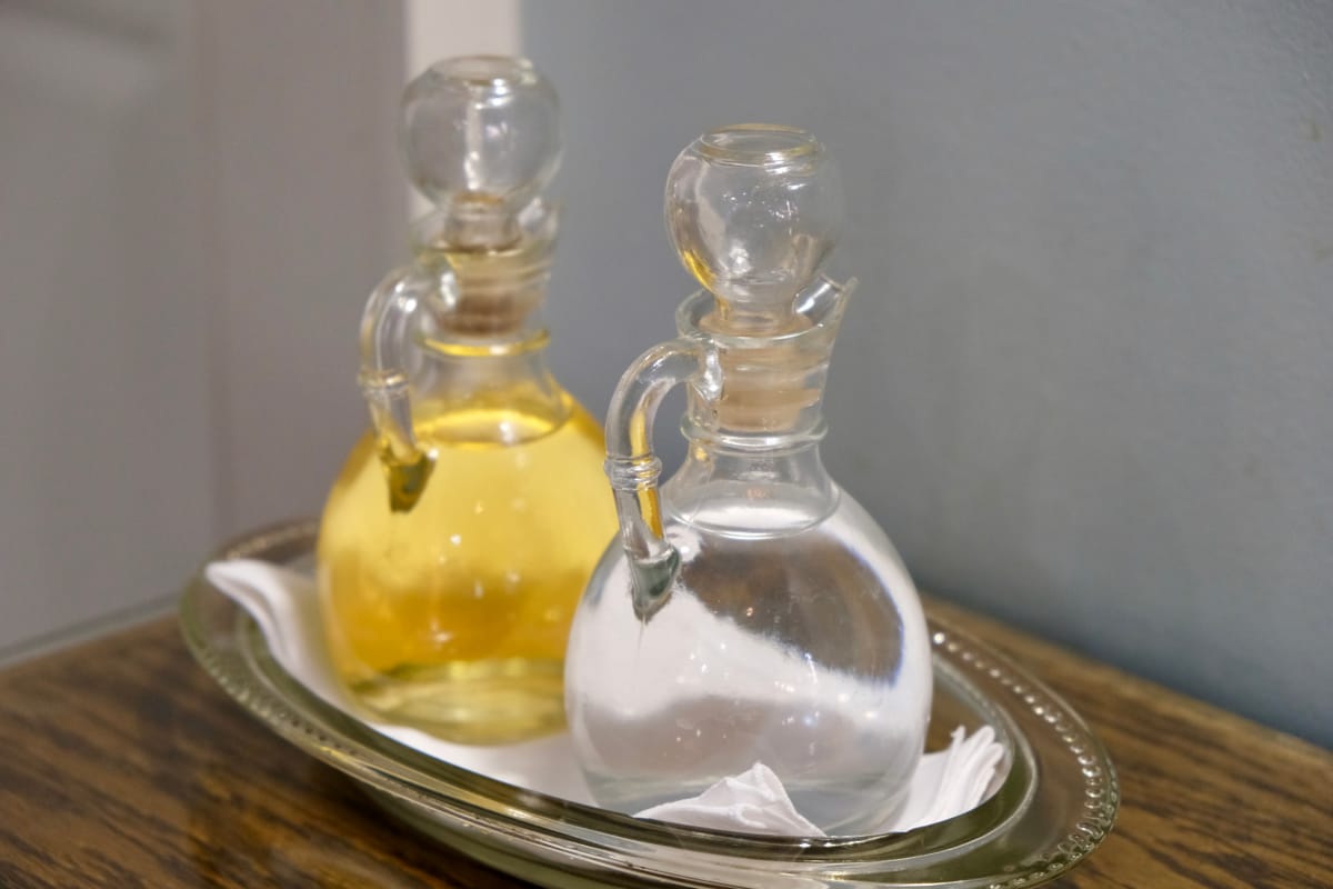 Latin Mass Glass Cruets - Catholic Stock Photo