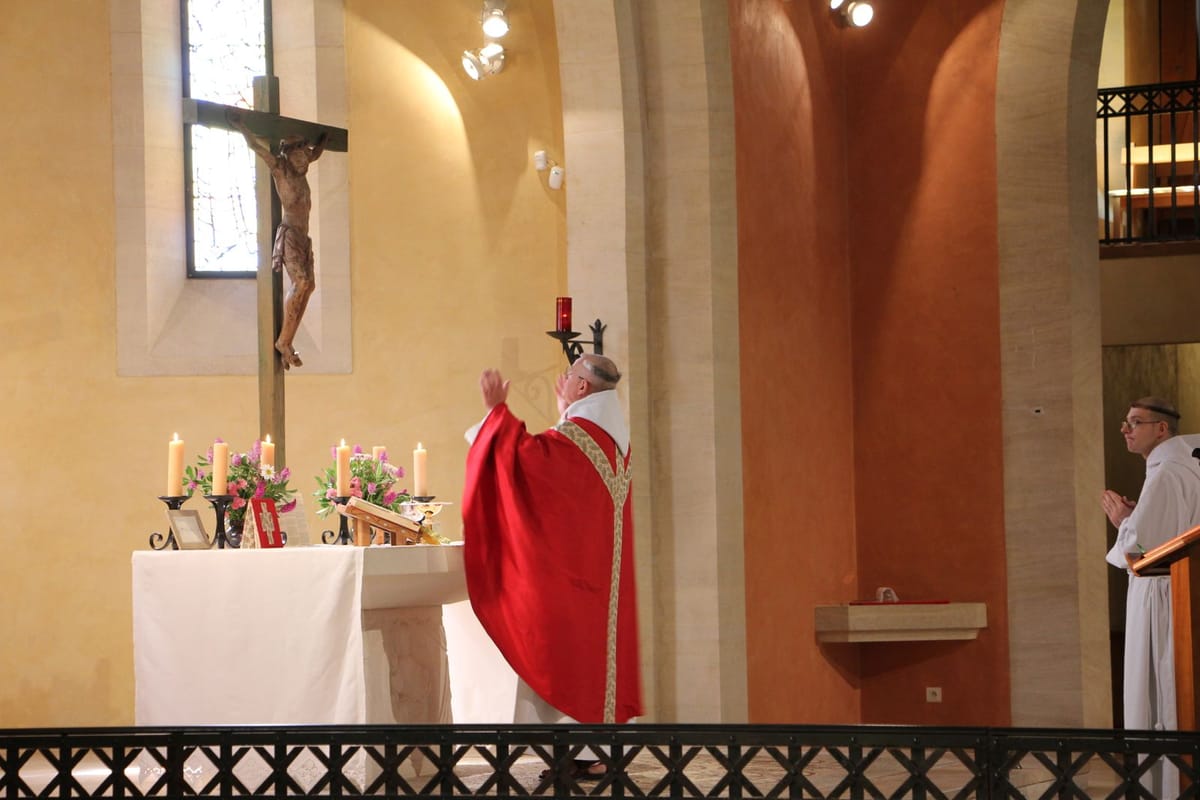 Latin Mass at the Abbey of Our Lady of the Annunciation of Barroux (Avignon, France) - Catholic Stock Photo