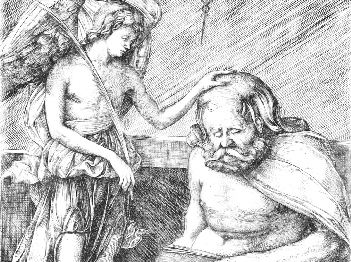The Guardian Angel (1509) by Jacopo de' Barbari - Catholic Coloring Page