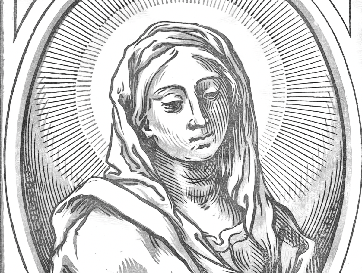 Virgin Mary (1609–1676) by Bartolommeo Coriolano - Catholic Coloring Page