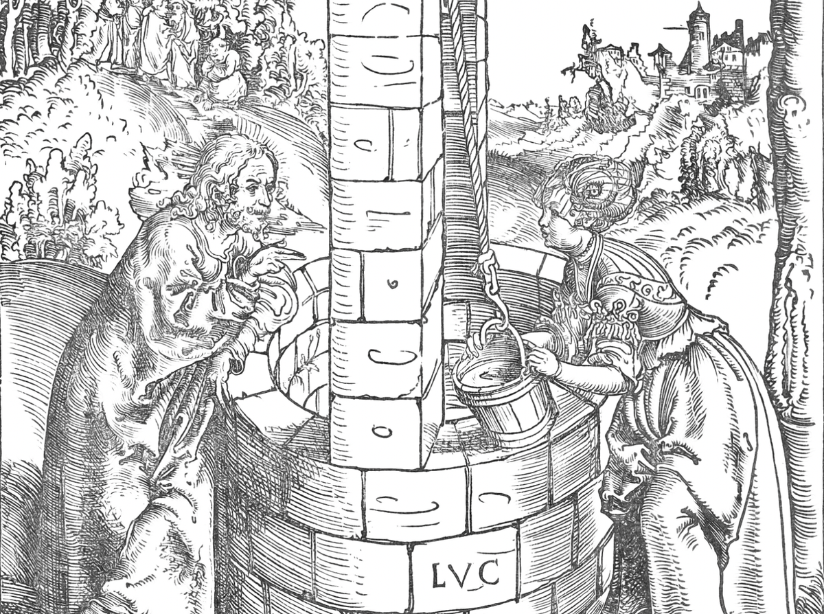 Christ and the Woman at the Well - Bible Coloring Page