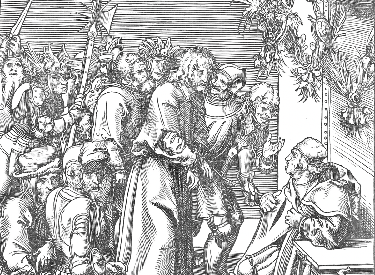 Christ before Caiaphas - Bible Coloring Page