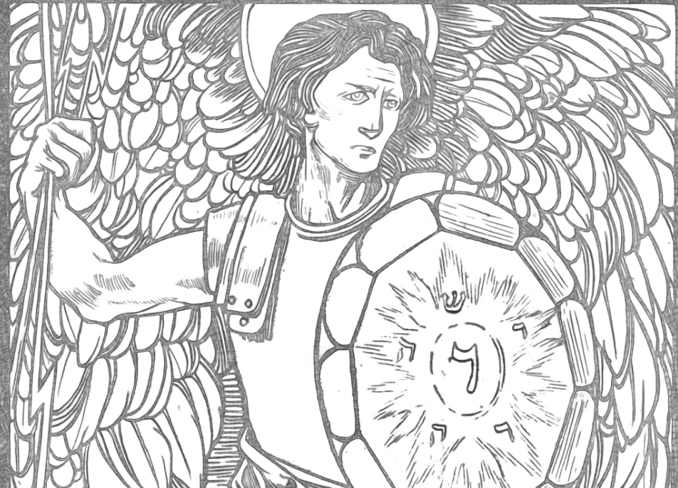 Michael, the Field Marshal of God (1898) by Johannes Josephus Aarts - Catholic Coloring Page