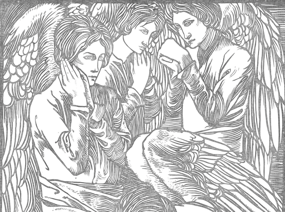 Sorrowing Angels (1898) by Johannes Josephus Aarts - Catholic Coloring Page