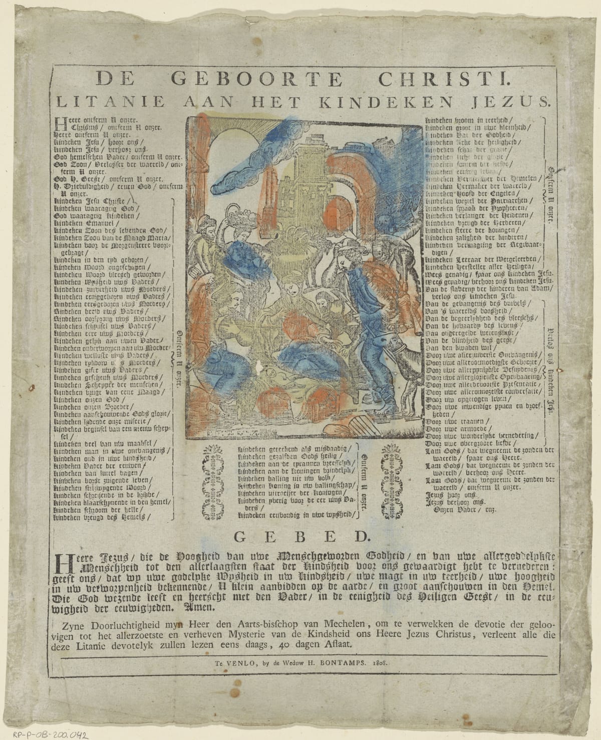 The Birth of Christ and Litany to the Child Jesus (1808) by Weduwe H. Bontamps - Public Domain Illuminated Manuscript