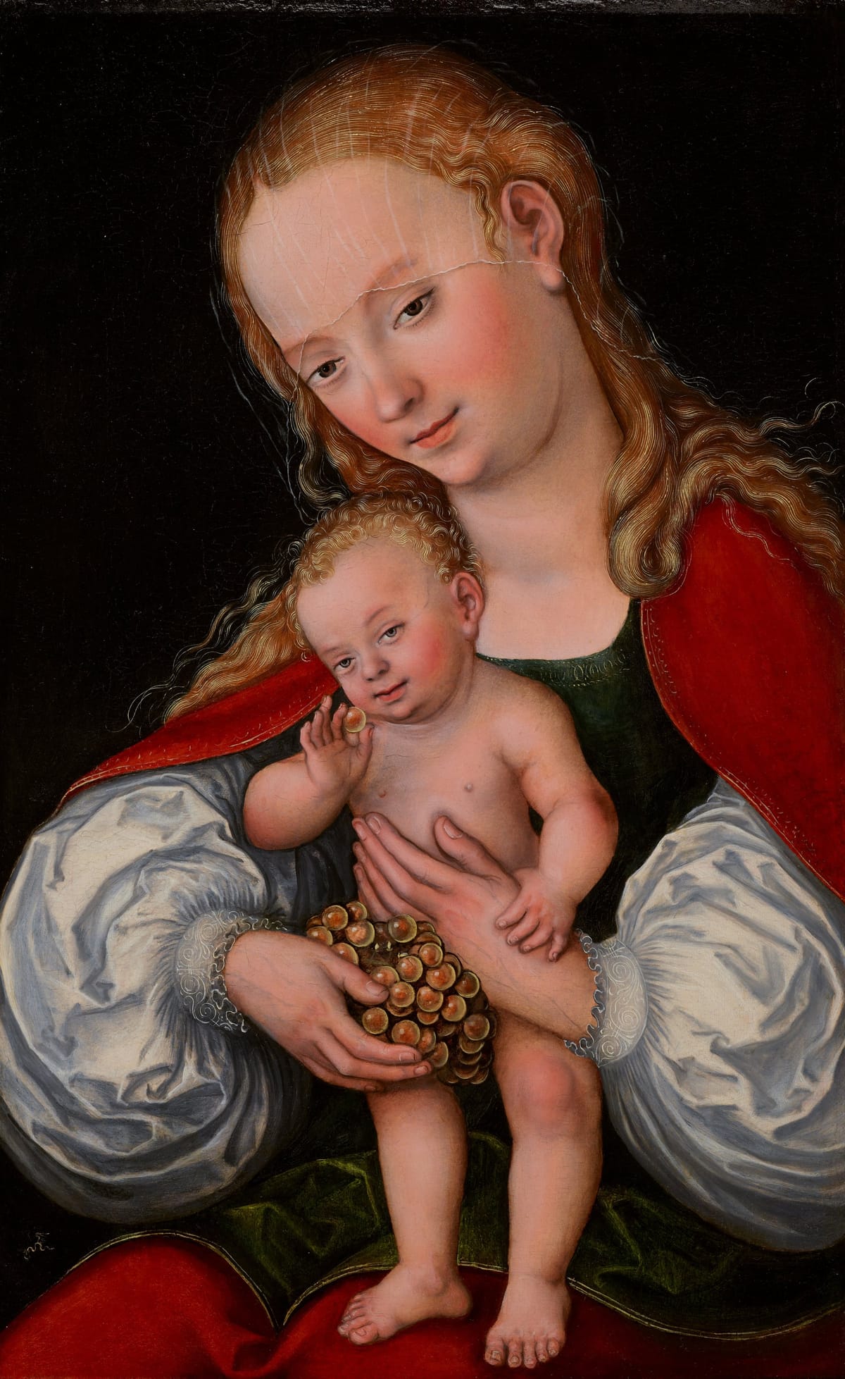 Madonna and Child with Grapes (1537) by Lucas Cranach the Elder - Public Domain Catholic Painting