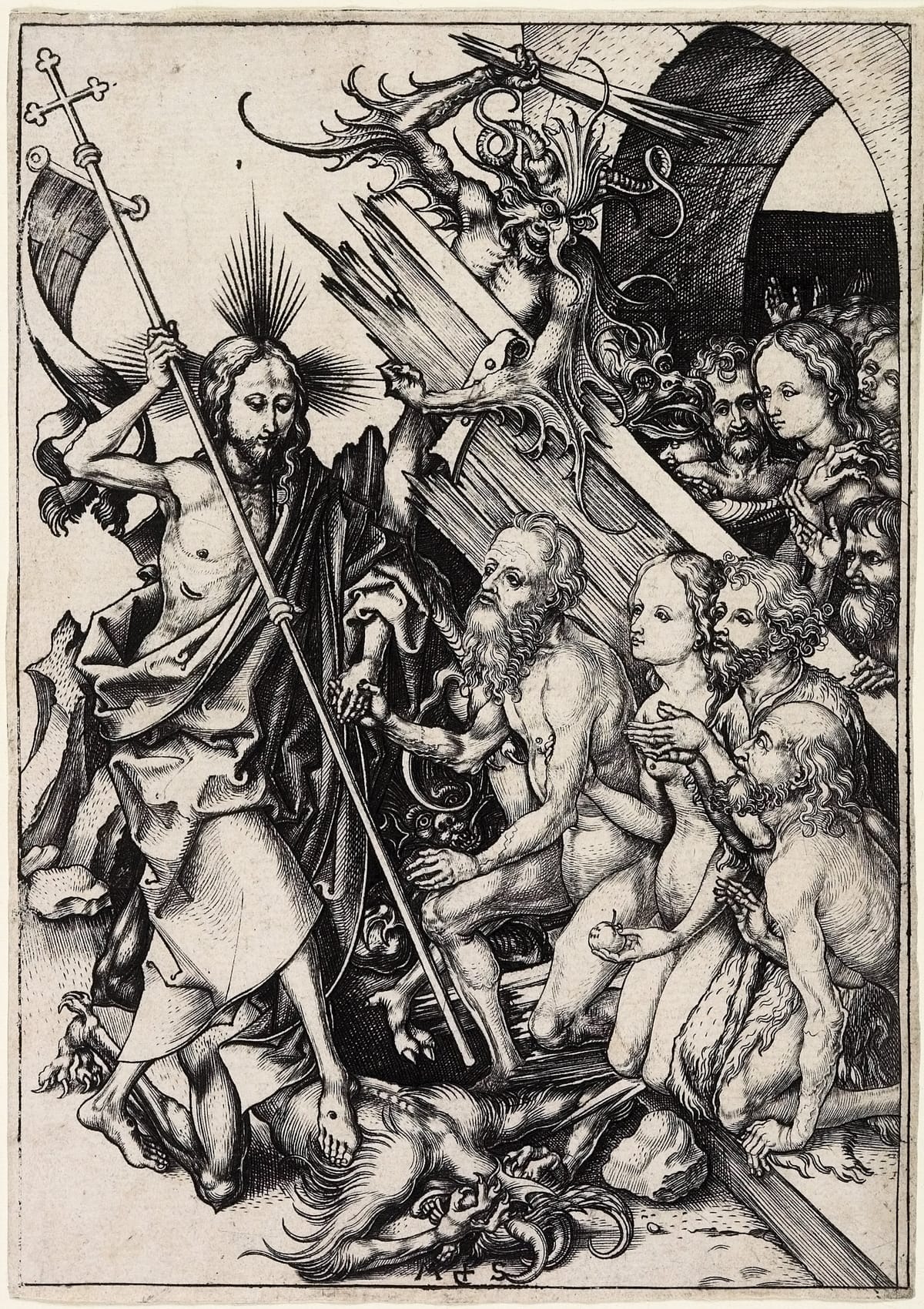 Christ in Limbo (1480) by Martin Schongauer - Public Domain Catholic Painting