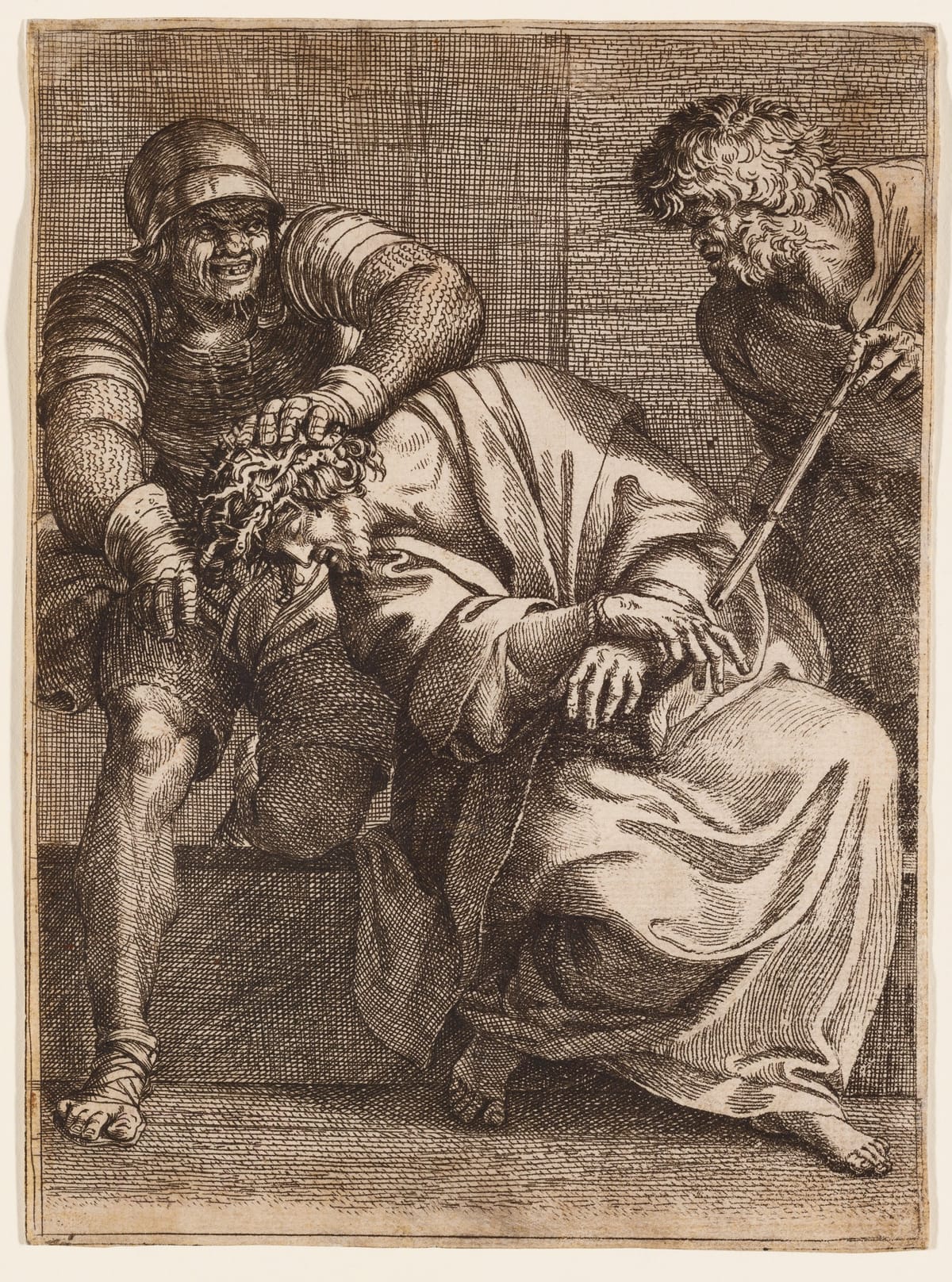 Christ Crowned with Thorns (1606) by Annibale Carracci - Public Domain Catholic Drawing